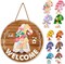 Gnome Welcome Sign Interchangeable Porch Decor, DIY Seasonal Decor Wood Winter Spring Valentine's Day Wreath Hangers for Front Door Changeable Holiday Gnomes Decorations for Home Wall Decor (21 Pcs)